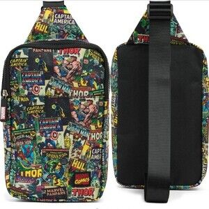 Marvel NWT Multi Character Small Top Zip Adjustable Sling Shoulder Bag Travel